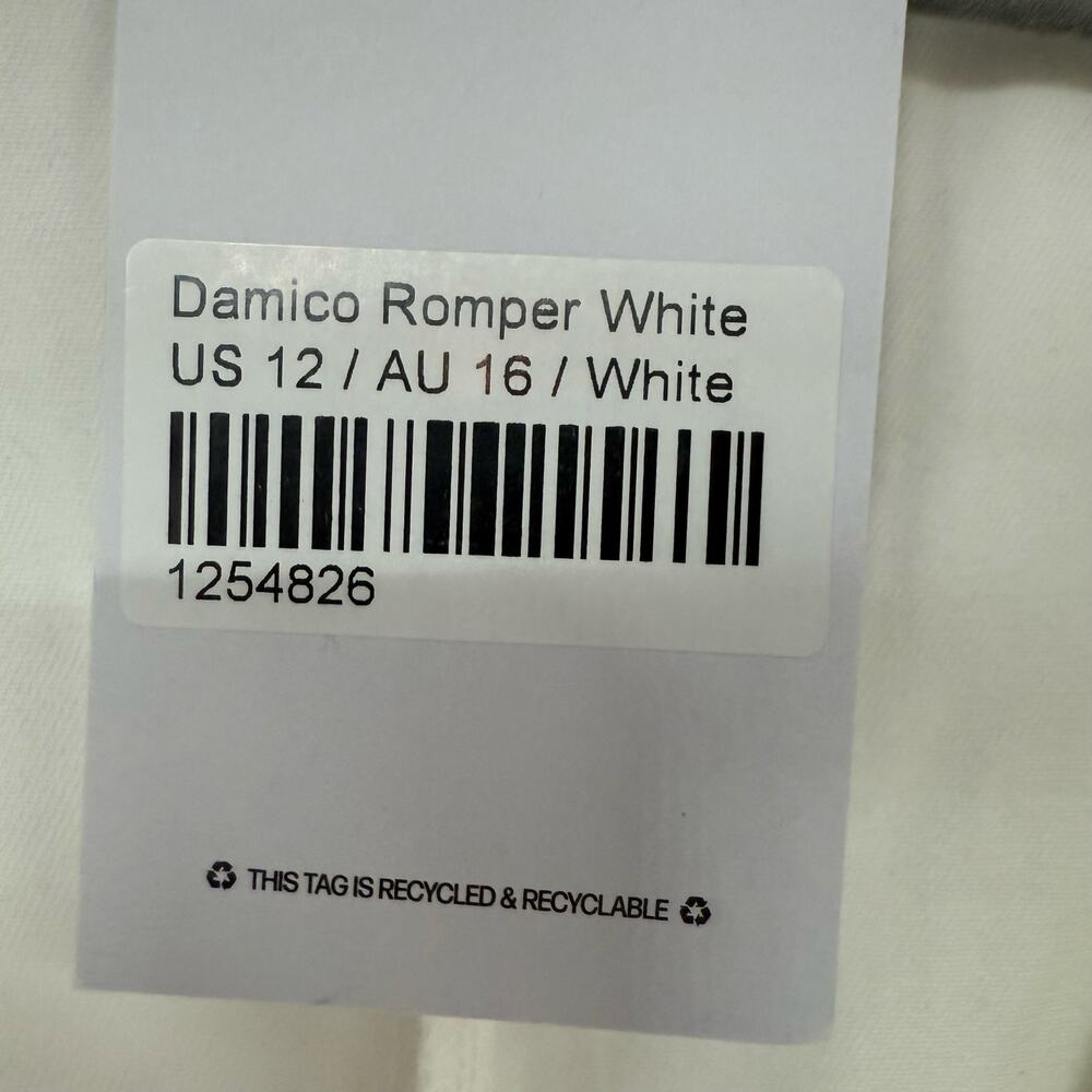 NWT Princess Polly Damico Romper Women's Size 12 White Button Down 100% Cotton - Picture 7 of 9